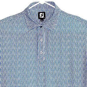 FootJoy Performance Golf Polo Shirt Mens Geometric Trophy Club FJ Blue Large